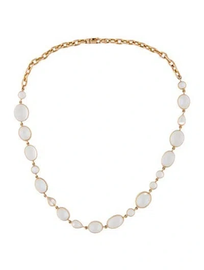 Pre-owned Necklace 18k Moonstone Labradorite & Diamond Station , 15.5" In Multi