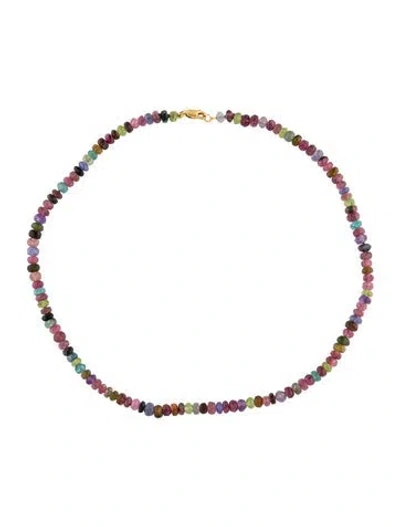 Pre-owned Necklace 18k Multistone Bead Strand , 16.75"