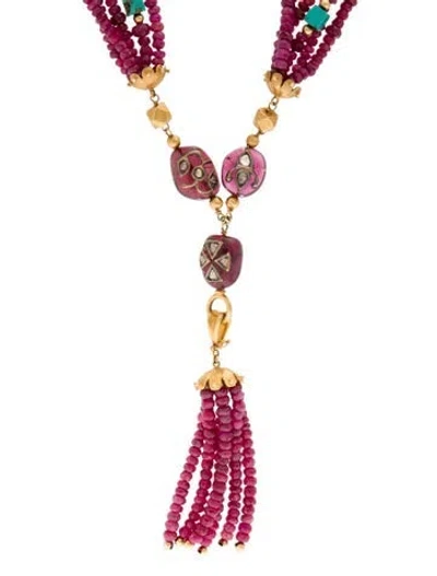 Pre-owned Necklace 18k Multistone Collar , 19", 19"