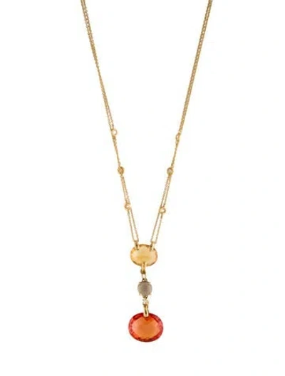 Pre-owned Necklace 18k Multi-stone Pendant , 16"