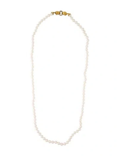 Pre-owned Necklace 18k Pearl & Diamond Strand , 30.25" In Multi