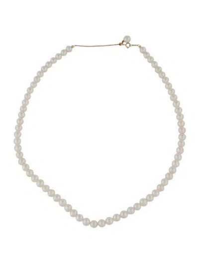 Pre-owned Necklace 18k Pearl Bead Strand , 18.25" In White
