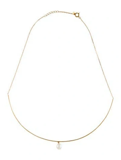 Pre-owned Necklace 18k Pearl Choker , 13.5" In Multi