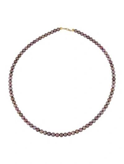Pre-owned Necklace 18k Pearl Graduated Bead Strand, 16" In Multi