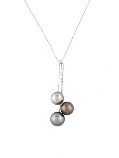 Pre-owned Necklace 18k Pearl Lavalier , 15.75" In Multi
