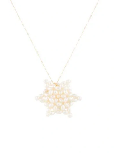 Pre-owned Necklace 18k Pearl Star Pendant , 17" In Multi
