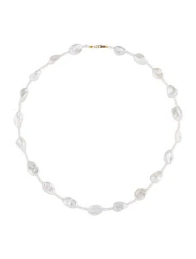 Pre-owned Necklace 18k Pearl Station , 17.5" In Multi