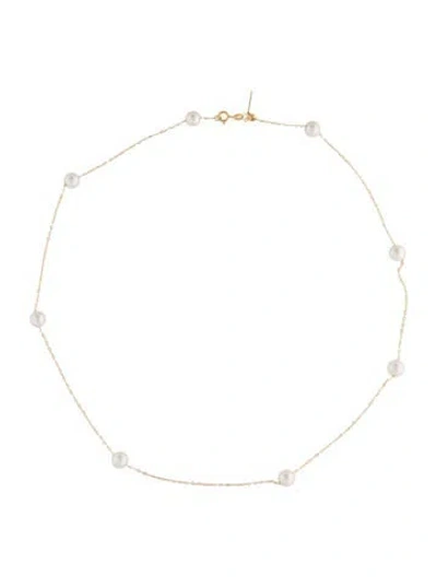 Pre-owned Necklace 18k Pearl Station , 18" In Multi
