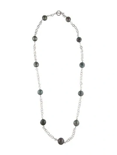 Pre-owned Necklace 18k Pearl Station , 18" In Multi
