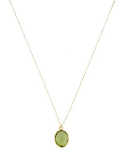 Pre-owned Necklace 18k Peridot Pendant , 17.5" In Multi