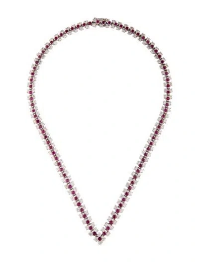 Pre-owned Necklace 18k Ruby & Diamond Collar , 16.5" In Multi
