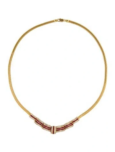 Pre-owned Necklace 18k Ruby & Diamond Collar , 19" In Multi