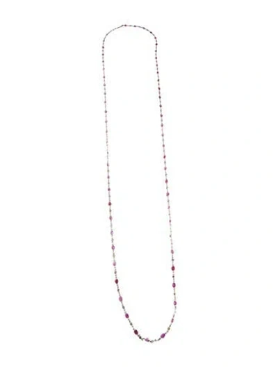 Pre-owned Necklace 18k Ruby & Diamond Station , 48" In Multi