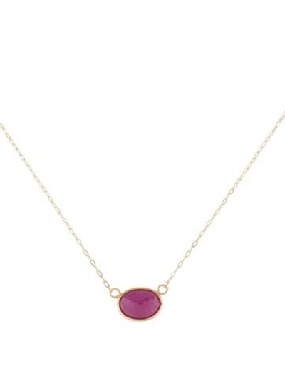 Pre-owned Necklace 18k Ruby Pendant , 18" In Multi