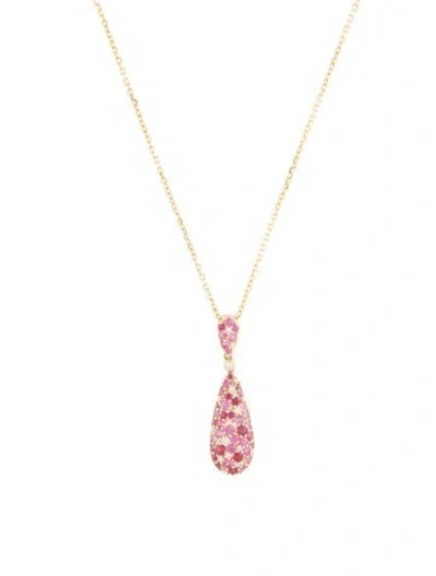 Pre-owned Necklace 18k Ruby, Sapphire & Diamond Pendant , 18" In Multi