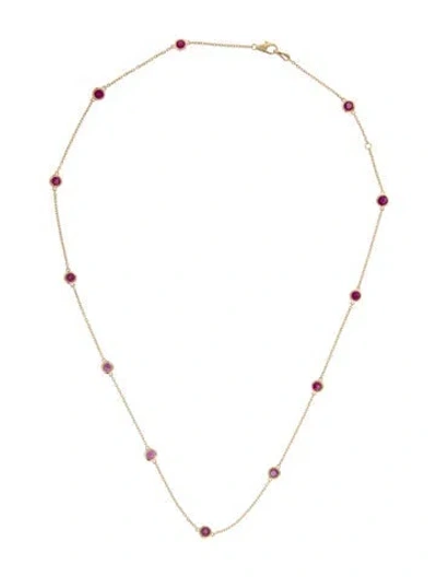 Pre-owned Necklace 18k Ruby Station Chain , 20" In Multi