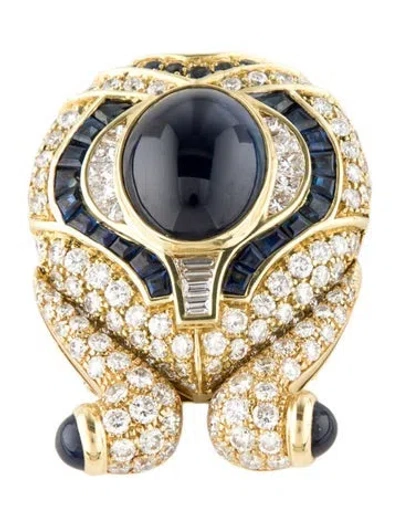 Pre-owned Necklace 18k Sapphire & Diamond Convertible Pendant Brooch In Multi