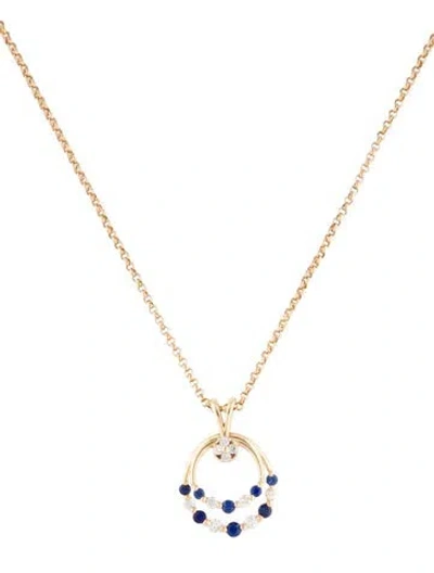 Pre-owned Necklace 18k Sapphire & Diamond , 16" In Multi