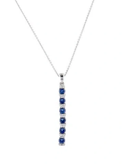 Pre-owned Necklace 18k Sapphire & Diamond Pendant , 18" In Multi