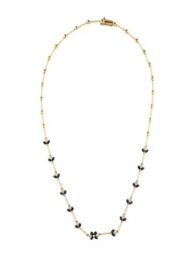 Pre-owned Necklace 18k Sapphire & Diamond Station , 18.5" In Multi