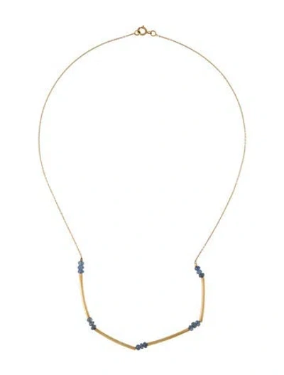 Pre-owned Necklace 18k Sapphire Bead , 16" In Multi