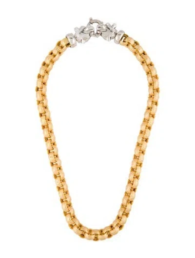 Pre-owned Necklace 18k Sapphire Double Panther Head Choker , 20" In Multi