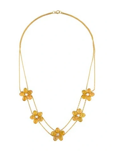 Pre-owned Necklace 18k Sapphire Flower Collar , 17" In Multi