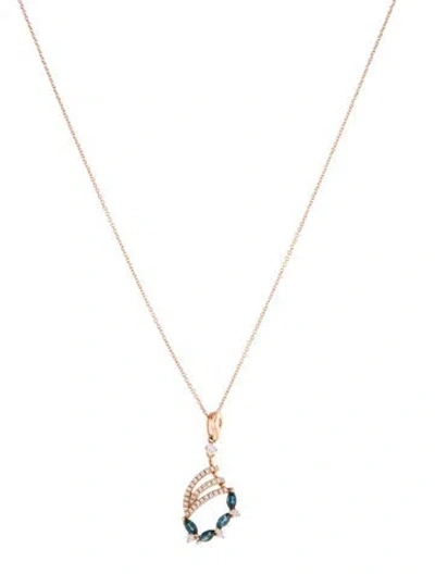 Pre-owned Necklace 18k Topaz & Diamond Pendant , 17" In Multi