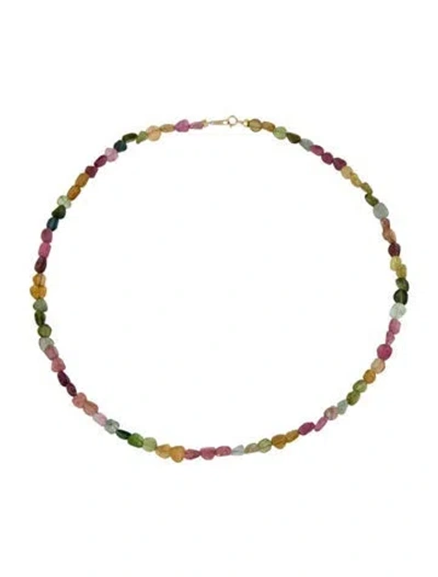Pre-owned Necklace 18k Tourmaline Bead Strand , 16.5" In Multi
