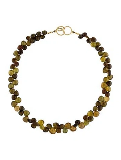 Pre-owned Necklace 18k Tourmaline Beaded Collar , 16" In Multi