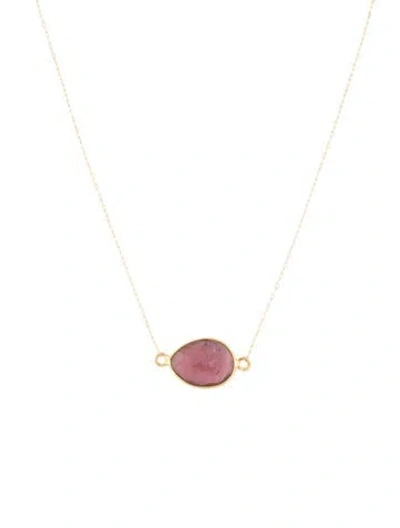Pre-owned Necklace 18k Tourmaline Pendant , 18.5" In Multi
