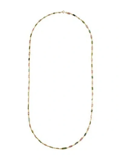 Pre-owned Necklace 18k Tourmaline Station , 28" In Multi