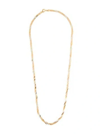 Pre-owned Necklace 18k Tri-color Braided Herringbone Chain , 19.5" In Multi