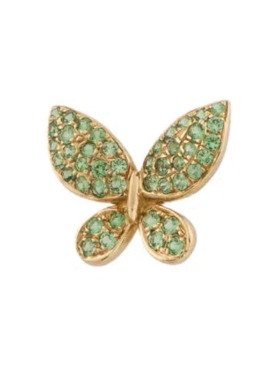 Pre-owned Necklace 18k Tsavorite Garnet Butterfly Pendant In Multi