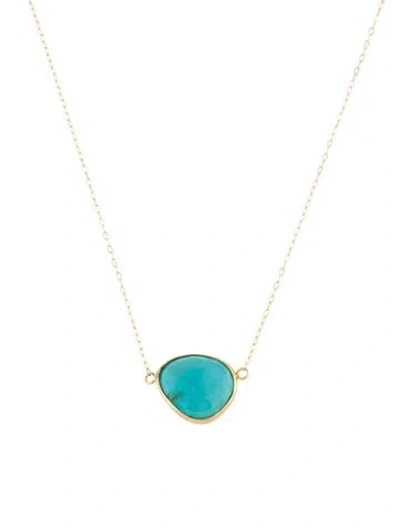Pre-owned Necklace 18k Turquoise Pendant , 18.25" In Multi