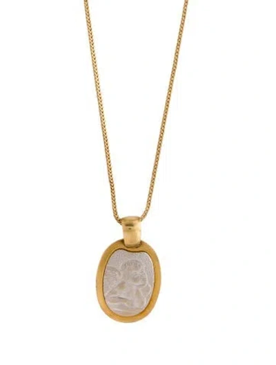 Pre-owned Necklace 18k Two-tone Angle Pendant, 20" In Multi