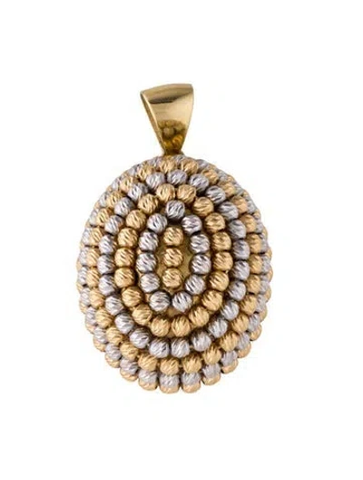 Pre-owned Necklace 18k Two-tone Dome Pendant In Multi