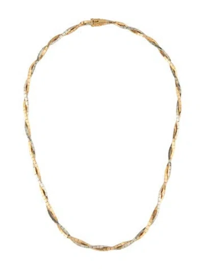 Pre-owned Necklace 18k Two-tone Twisted Chain , 16.5" In Multi