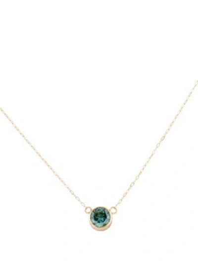 Pre-owned Necklace 18k Zircon Pendant , 18" In Multi
