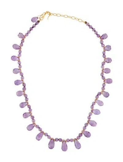 Pre-owned Necklace 22k Amethyst Bead Strand , 18" In Multi