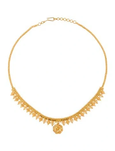 Pre-owned Necklace 22k Filigree Choker, 15.5" In Multi