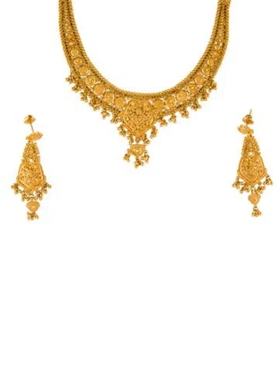 Pre-owned Necklace 22k Filigree  Set In Multi