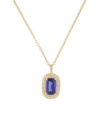 Pre-owned Necklace 9.87ct Tanzanite & Diamond Pendant , 16" In Multi