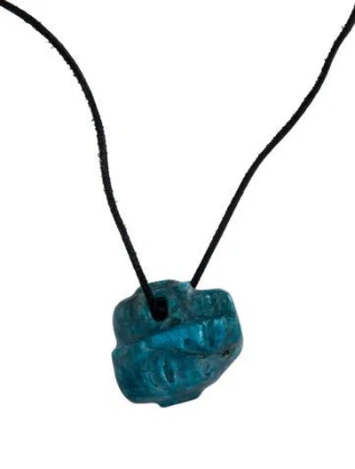 Pre-owned Necklace Apatite Carved Mask Pendant , 19.5" In Multi
