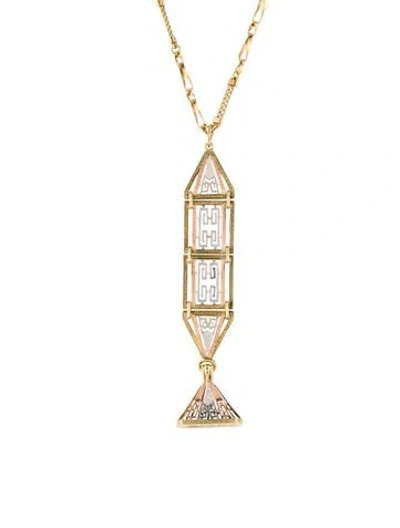 Pre-owned Necklace Art Deco Fob Pendant , 25" In Multi