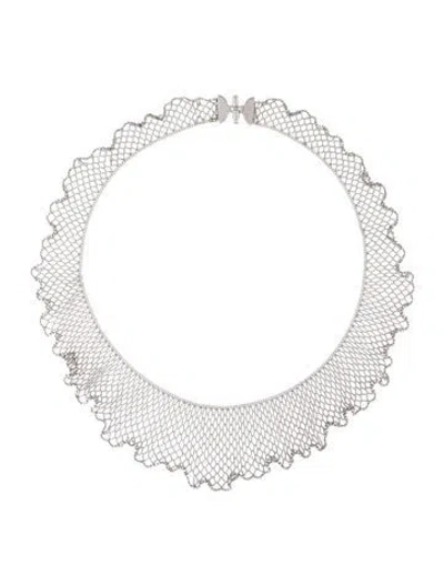 Pre-owned Necklace Christian Tse Platinum Woven Ball Chain Collar , 17.5" In Multi