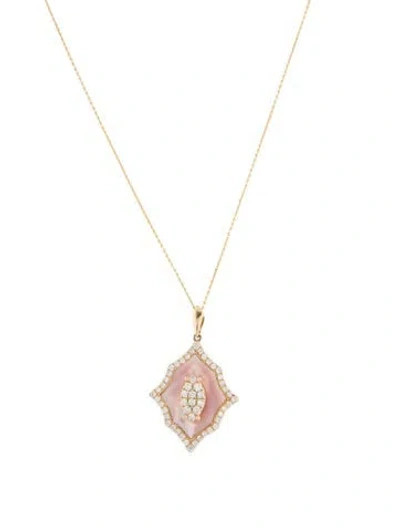 Pre-owned Necklace Cirari 14k Mother Of Pearl & Diamond Pendant , 18" In Multi