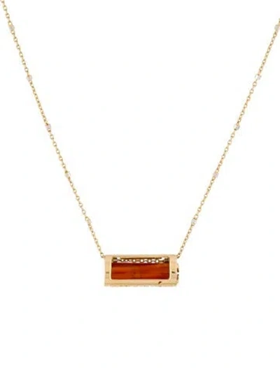 Pre-owned Necklace Congés Carnelian Signature Barrel Pendant , 18" In Multi