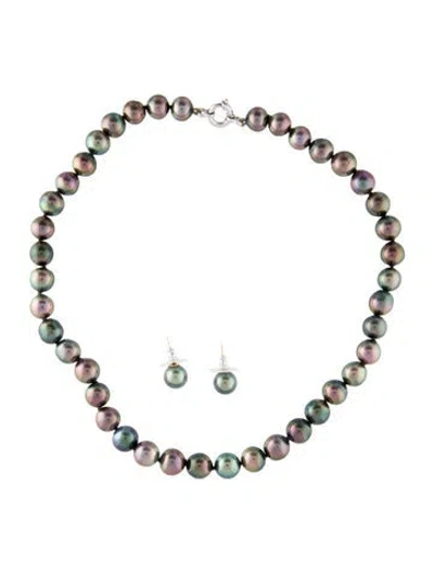 Pre-owned Necklace Cultured Pearl Bead  & Earrings Set In Multi