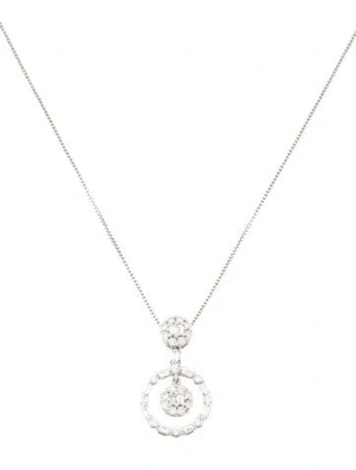 Pre-owned Necklace Diamond Cluster Drop Pendant , 16" In Multi